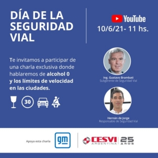 Cesvi Argentina invita a una charla sobre Seguridad Vial, en su canal de YouTube