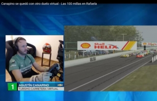 #TCenCasa virtual. Agustín Canapino, con Chevrolet, en la última curva, ganó en el óvalo de Rafaela